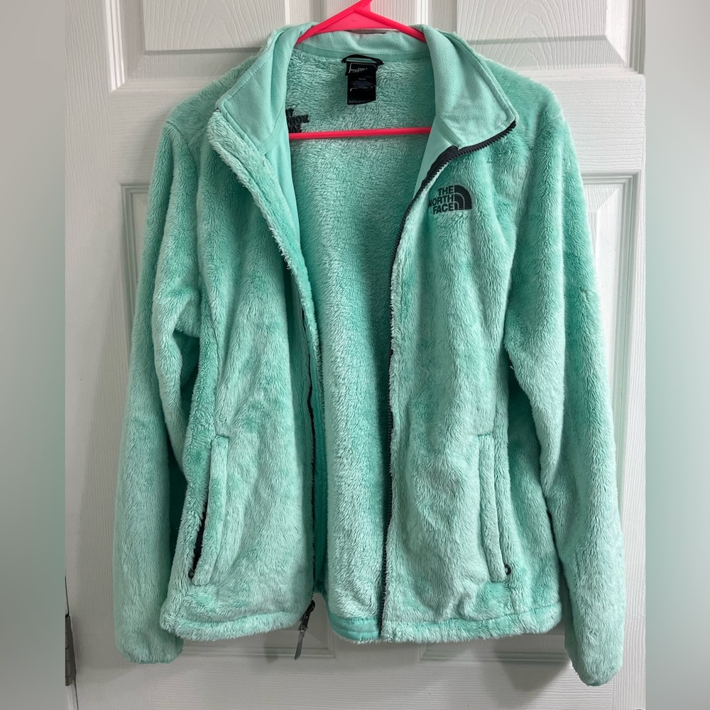 Fuzzy mint North Face Jacket